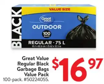 Walmart Great Value Regular Black Garbage Bags Value Pack offer