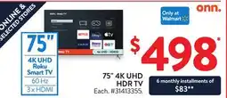 Walmart 75 4K UHD HDR TV offer