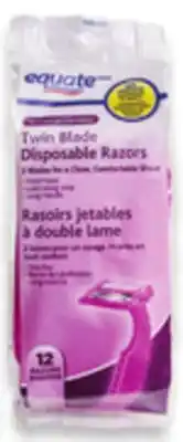 Walmart Men's or Women's Equate Twin-Blade Disposable Raters offer