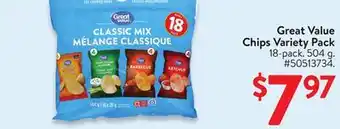 Walmart Great Value Chips Variety Pack offer