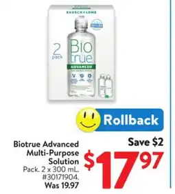 Walmart Biotrue Advanced Multi-Purpose Solution offer