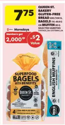 Real Canadian Superstore QUEEN ST. BAKERY GLUTEN-FREE BREAD 480/500 G, BAGELS 116-464 G OR MUFFIN 80 G offer