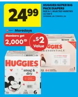 Real Canadian Superstore HUGGIES SUPER BIG PACK DIAPERS, 32-108' S offer