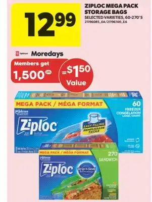 Real Canadian Superstore ZIPLOC MEGA PACK STORAGE BAGS, 60-270'S offer