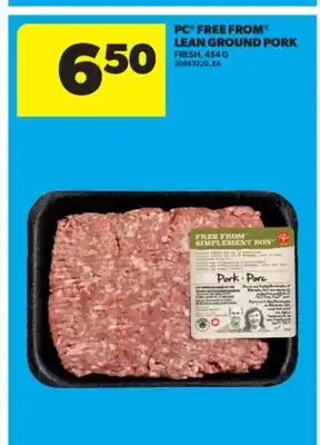 Real Canadian Superstore PC FREE FROM LEAN GROUND PORK, 454 G offer