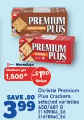 Real Canadian Superstore CHRISTIE PREMIUM PLUS CRACKERS, 450/481 G offer