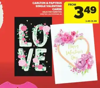 Real Canadian Superstore CARLTON & PAPYRUS SINGLE VALENTINE CARDS offer