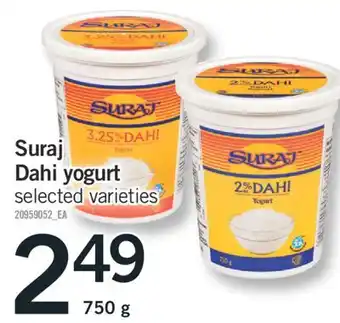 Fortinos SURAJ DAHI YOGURT, 750G offer