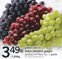 Fortinos GREEN, RED OR BLACK SEEDLESS GRAPES offer