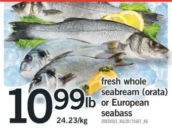 Fortinos FRESH WHOLE SEABREAM (ORATA) OR EUROPEAN SEABASS offer