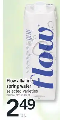 Fortinos FLOW ALKALINE SPRING WATER,1 L offer