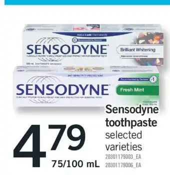 Fortinos SENSODYNE TOOTHPASTE, 75/100 ML offer