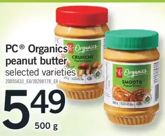 Fortinos PC ORGANICS PEANUT BUTTER, 500 g offer