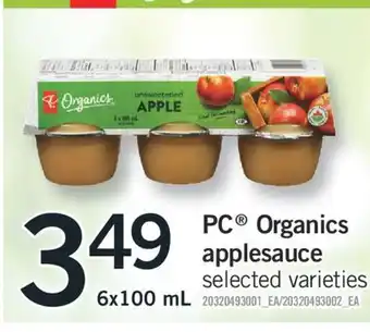 Fortinos PC ORGANICS APPLESAUCE, 6x100 mL offer