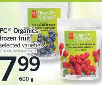 Fortinos PC ORGANICS FROZEN FRUIT, 600 G offer