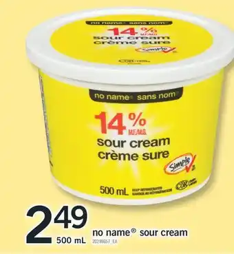 Fortinos NO NAME SOUR CREAM, 500 ML offer