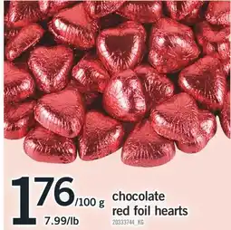 Fortinos CHOCOLATE RED FOIL HEARTS offer