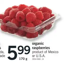 Fortinos ORGANIC RASPBERRIES, 170 G offer