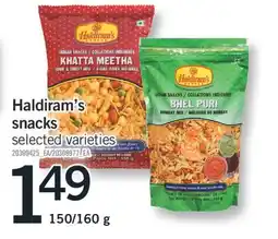 Fortinos HALDIRAM'S SNACKS, 150/160 G offer