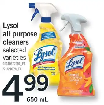 Fortinos LYSOL ALL PURPOSE CLEANERS,650mL offer