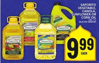 Food Basics SAPORITO VEGETABLE, CANOLA, SUNFLOWER OR CORN OIL offer