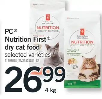 Fortinos PC NUTRITION FIRST DRY CAT FOOD, 4 kg offer