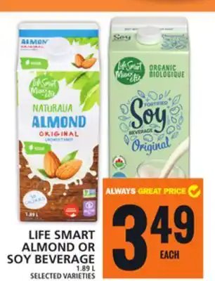 Food Basics LIFE SMART ALMOND OR SOY BEVERAGE offer