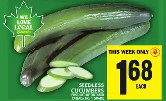 Food Basics Ontario SEEDLESS CUCUMBERS offer