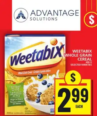 Food Basics WEETABIX WHOLE GRAIN CEREAL offer