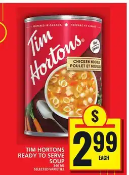 Food Basics TIM HORTONS READY TO SERVE SOUP offer