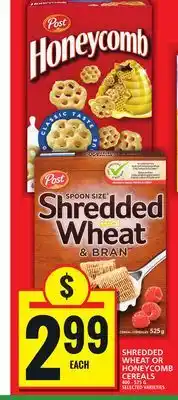 Food Basics SHREDDED WHEAT OR HONEYCOMB CEREALS offer