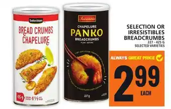 Food Basics SELECTION OR IRRESISTIBLES BREADCRUMBS offer