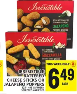 Food Basics IRRESISTIBLE BATTERED CHEESE STICKS OR JALAPEÑO POPPERS offer