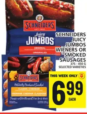 Food Basics SCHNEIDERS JUICY JUMBOS WIENERS OR SMOKED SAUSAGES offer