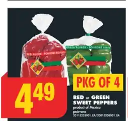 No Frills RED or GREEN SWEET PEPPERS, PKG OF 4 offer