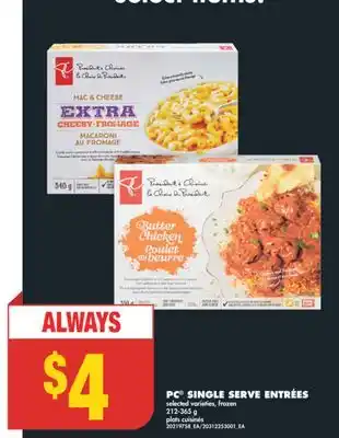 No Frills PC SINGLE SERVE ENTRÉES, 212-365 g offer