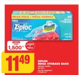 No Frills ZIPLOC MEGA STORAGE BAGS, 60-270's offer