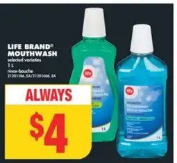 No Frills LIFE BRAND MOUTHWASH, 1 L offer