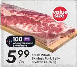 Sobeys Fresh Whole Skinless Pork Belly cryovac offer