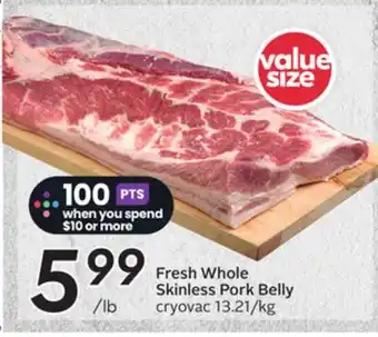 Sobeys Fresh Whole Skinless Pork Belly cryovac offer