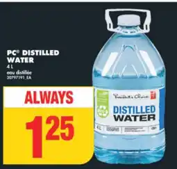 No Frills PC DISTILLED WATER, 4 L offer