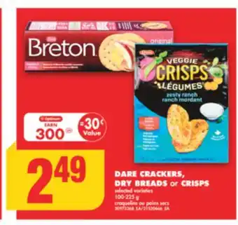 No Frills DARE CRACKERS, DRY BREADS or CRISPS, 100-225 g offer