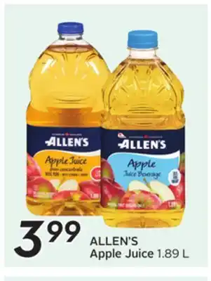 Sobeys ALLEN'S Apple Juice offer