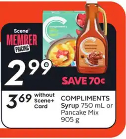 Sobeys COMPLIMENTS Syrup 750 mL or Pancake Mix offer