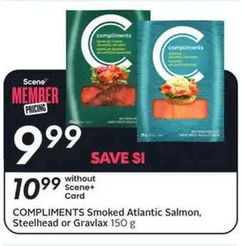 Sobeys COMPLIMENTS Smoked Atlantic Salmon, Steelhead or Gravlax offer