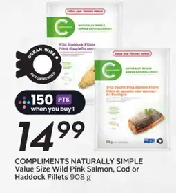 Sobeys NATURALLY SIMPLE Value Size Wild Pink Salmon, Cod or Haddock Fillets offer