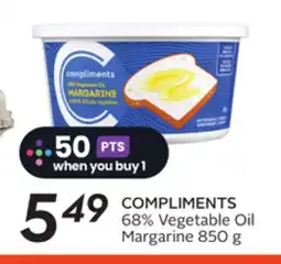 Sobeys COMPLIMENTS 68% Vegetable Oil Margarine offer