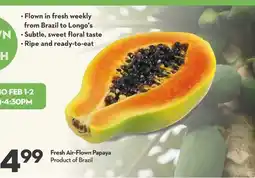 Longo's Fresh Air-Flown Papaya offer