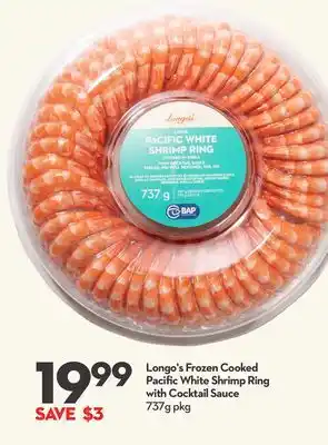 Longo's Longo's Frozen Cooked Pacific White Shrimp Ring with Cocktail Sauce offer