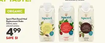 Longo's Sperri Plant Based Meal Replacement Shake offer